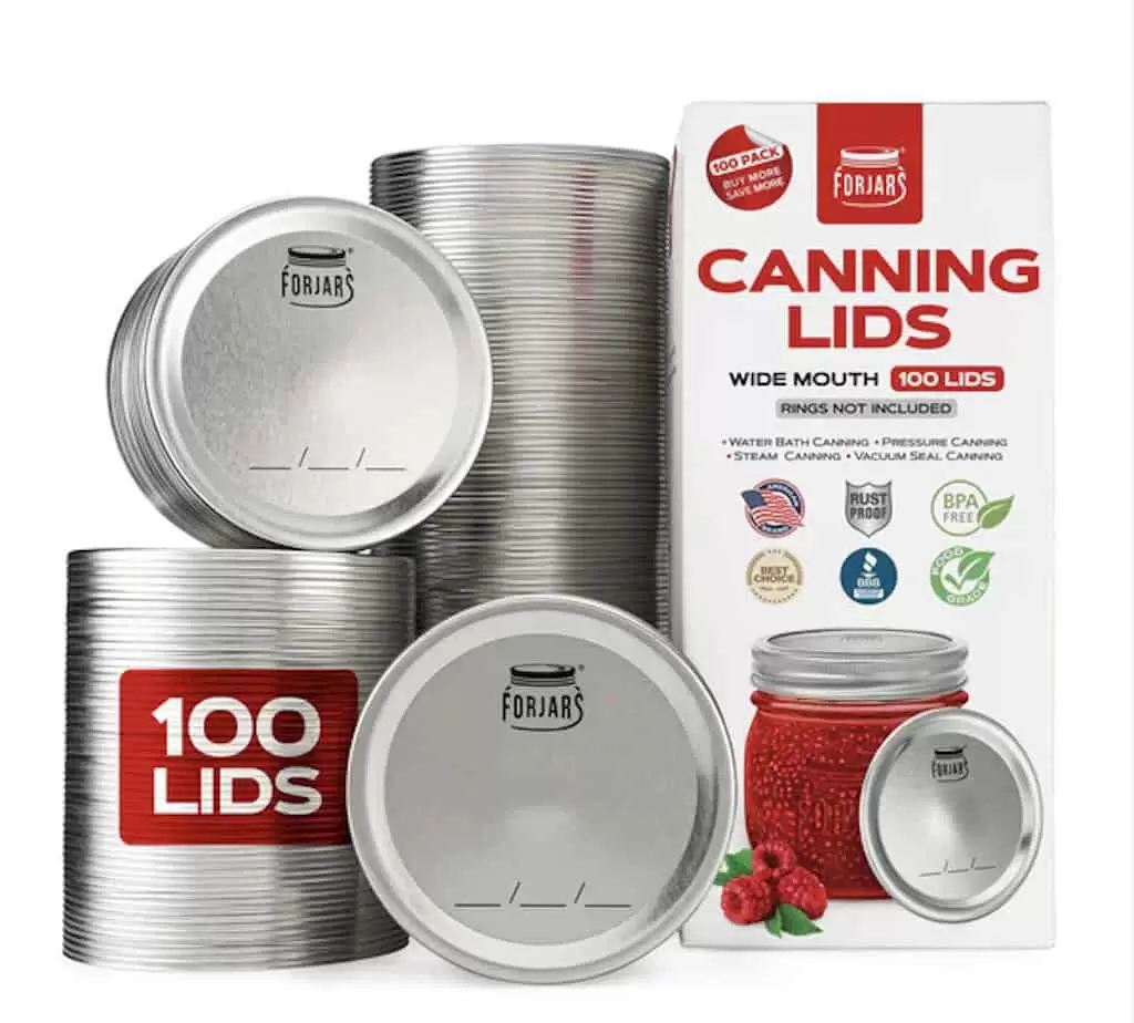 display of stacked canning lids